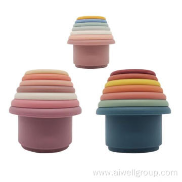Colorful silicone non toxic stack up cup toy